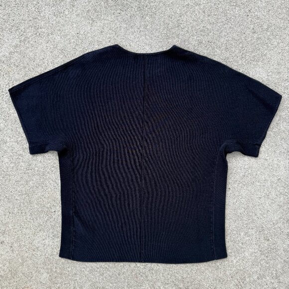 CYCLAS Short Sleeve Heavy Knit Top, Navy Blue, Size S, Cotton 1-02-07-0007 - Picture 4 of 6